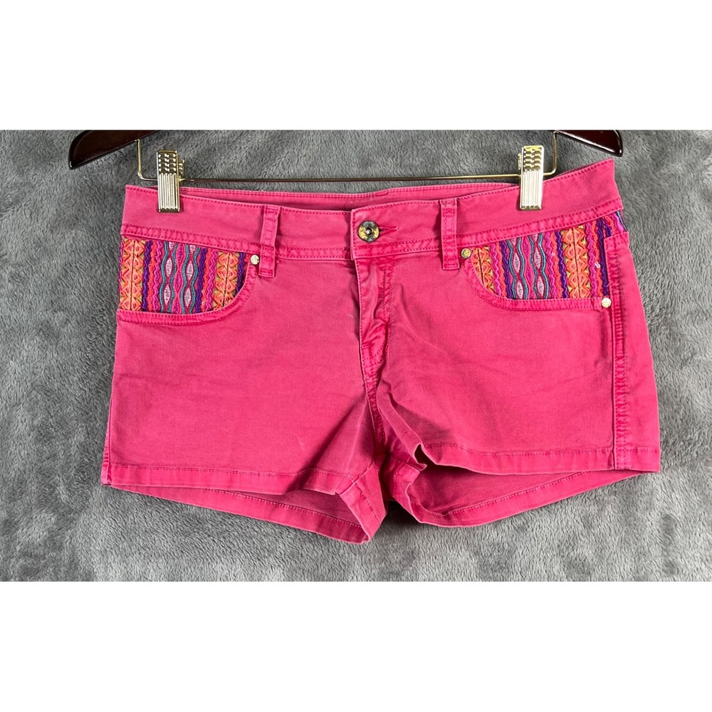 AGUA BENDITA Shorts Womens 10 31x2 Pink Embroidered Micro Short Beachy Boho